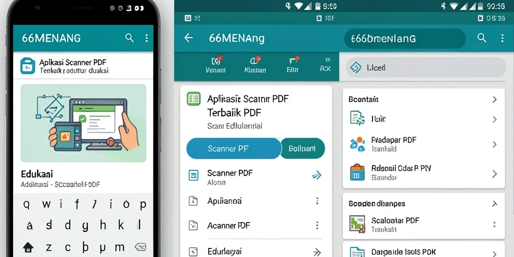 Antarmuka intuitif aplikasi Scanner PDF 66MENANG yang memudahkan pemindaian.