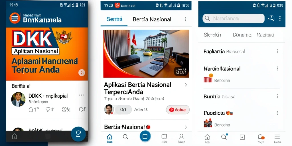 Antarmuka aplikasi DKK menampilkan berita nasional terbaru.