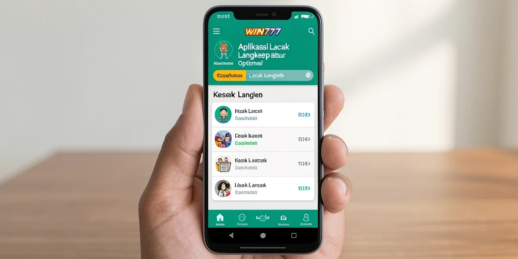 Tampilan antarmuka utama aplikasi Lacak Langkah WIN777.