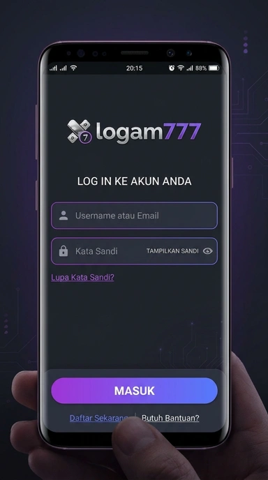 Tampilan halaman login logam777